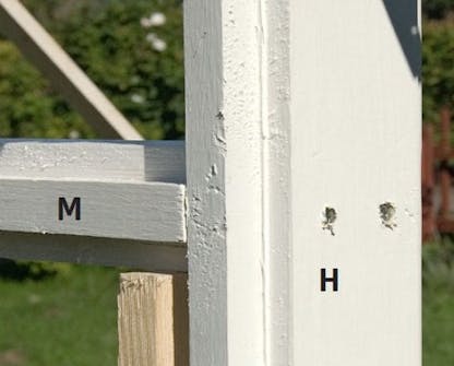 Den ene enden av sprossen til orangeri Den ene enden av sprossen til orangeri er enkel å skru fast